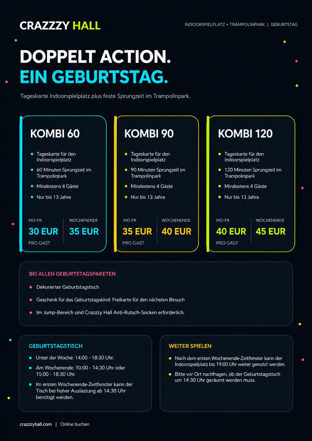Geburtstagspakete Indoor und Jump Crazzzy Hall