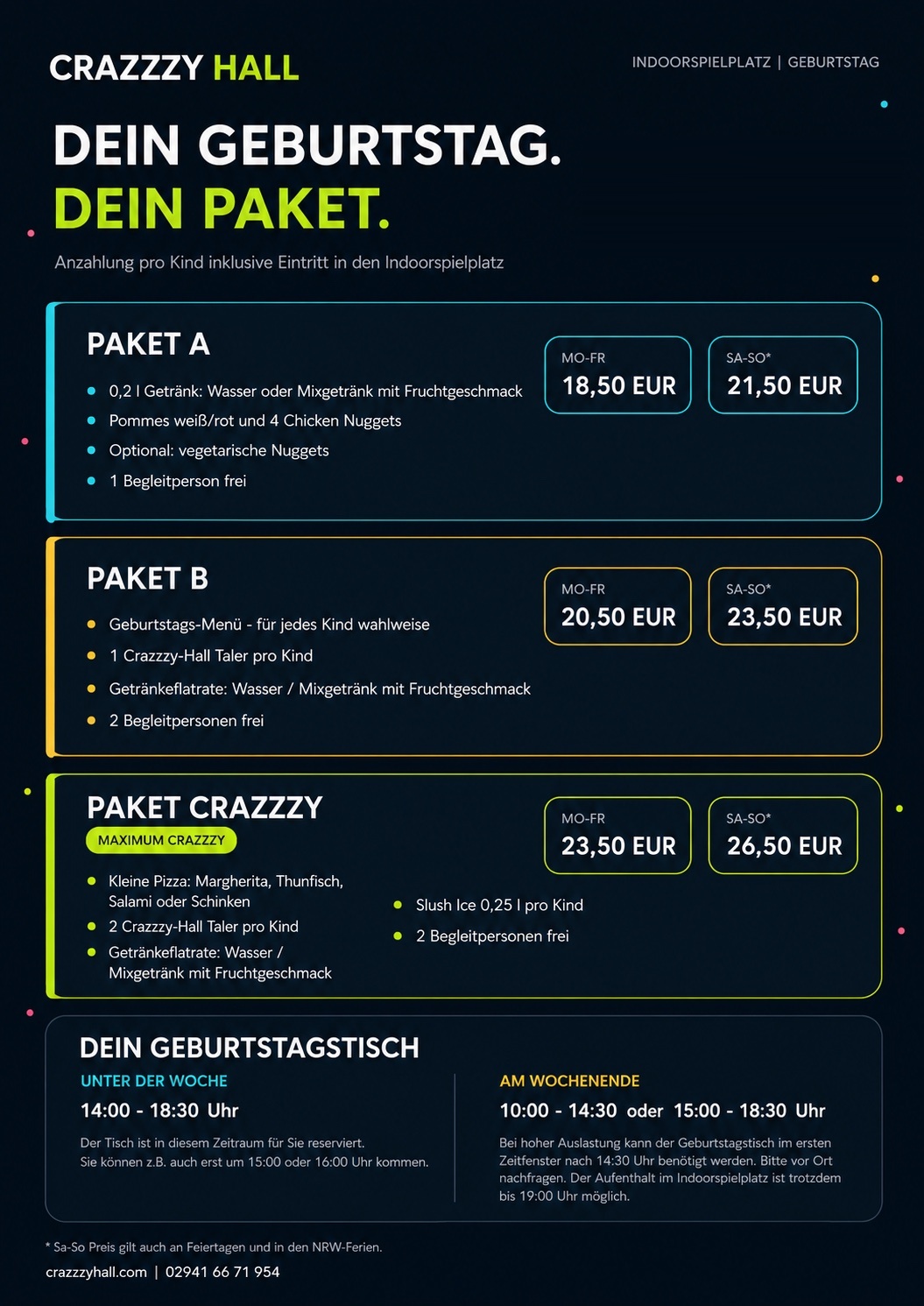 Geburtstagspakete Indoorspielplatz Crazzzy Hall